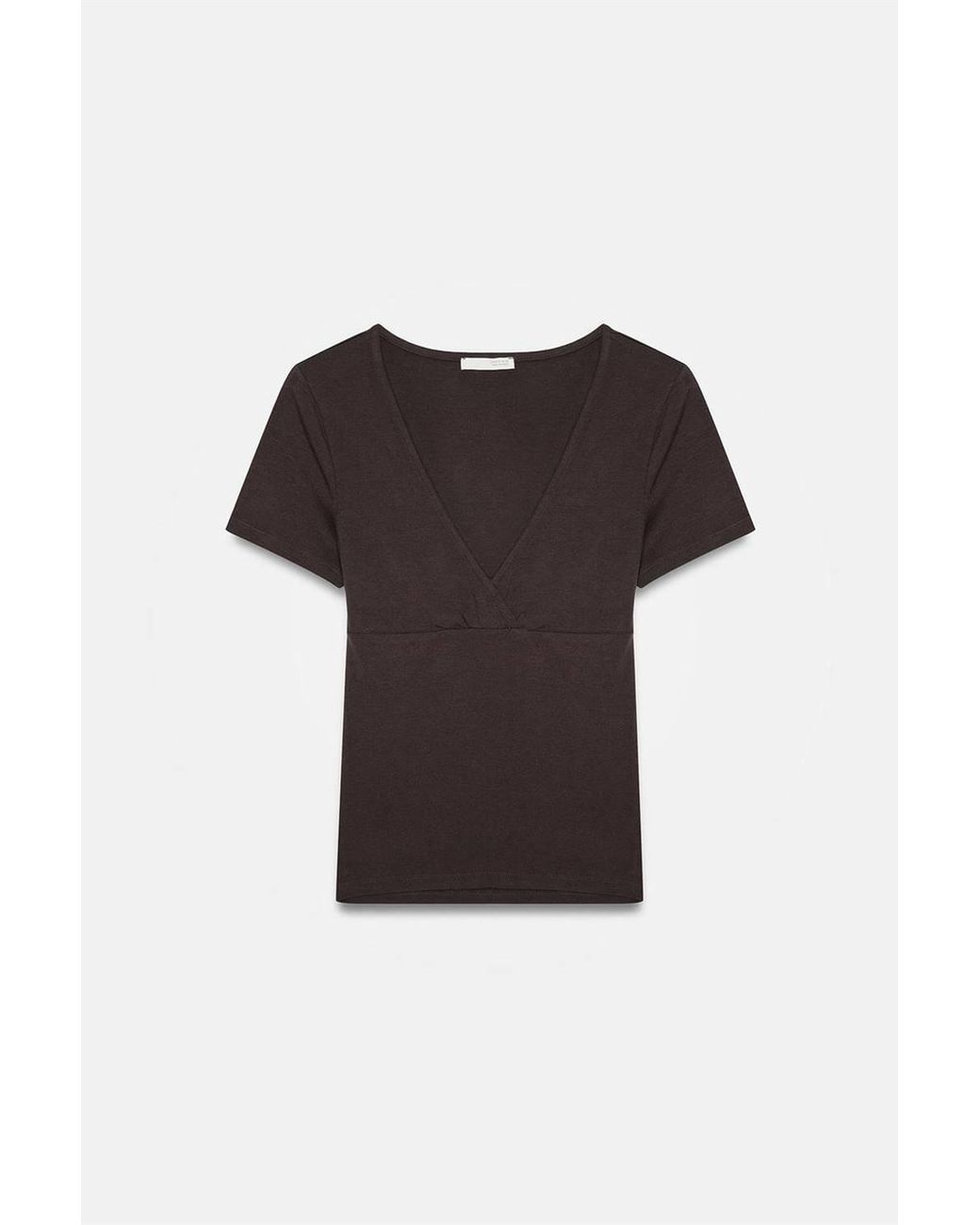 Dilvin Black Fitted V-Neck Short-Sleeve T-Shirt