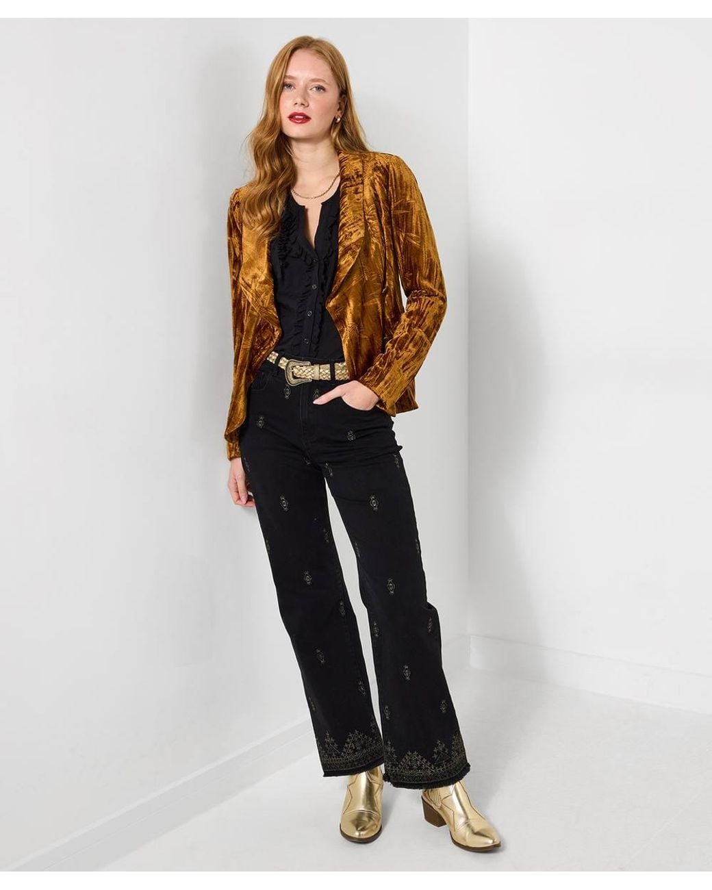 Joe Browns Brown Velour Leaf Print Jacket