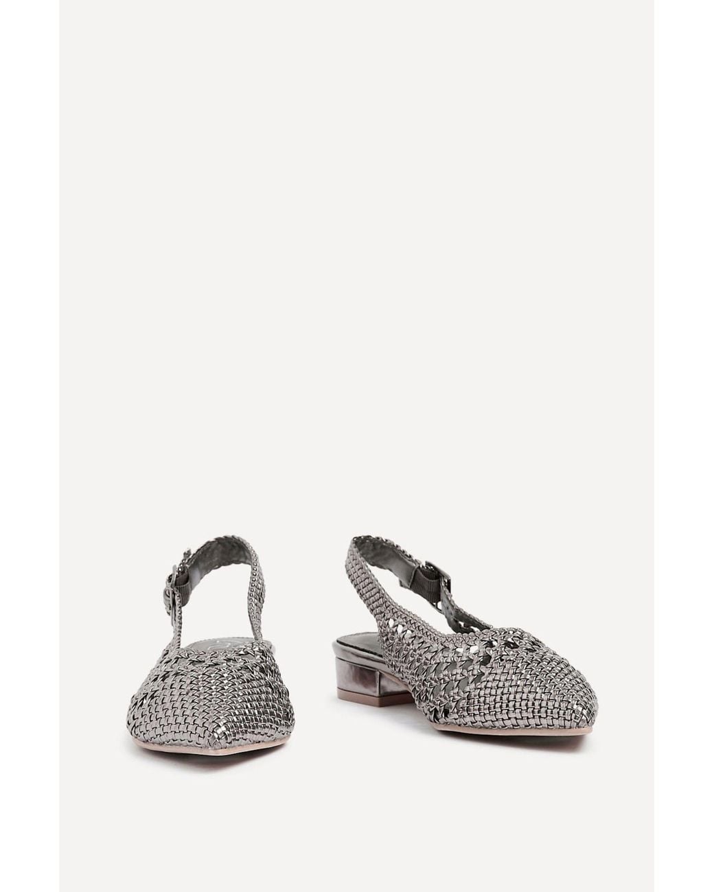 Linzi White Carolina Pewter Faux Leather Ballet Flats