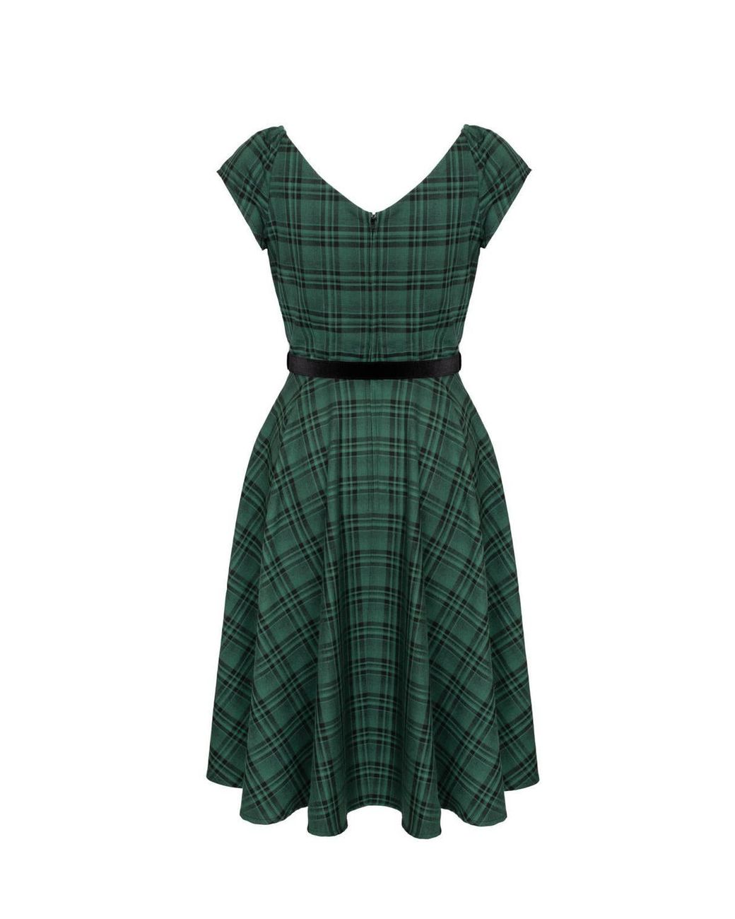 Hell Bunny Green Eden Tartan 50S Style Vintage Midi Dress With Belt
