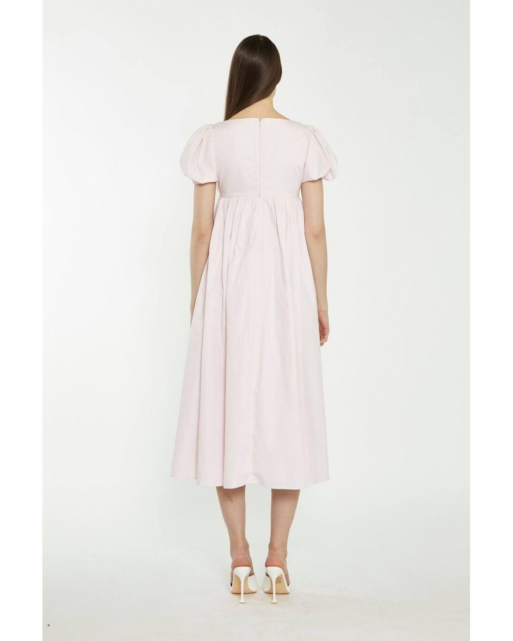 Shnoo White Balloon Short-Sleeve Midi-Dress