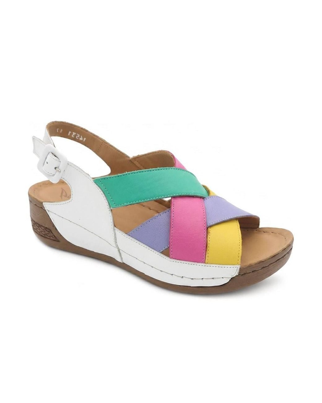 Pavers White Strappy Buckled Leather Sandals