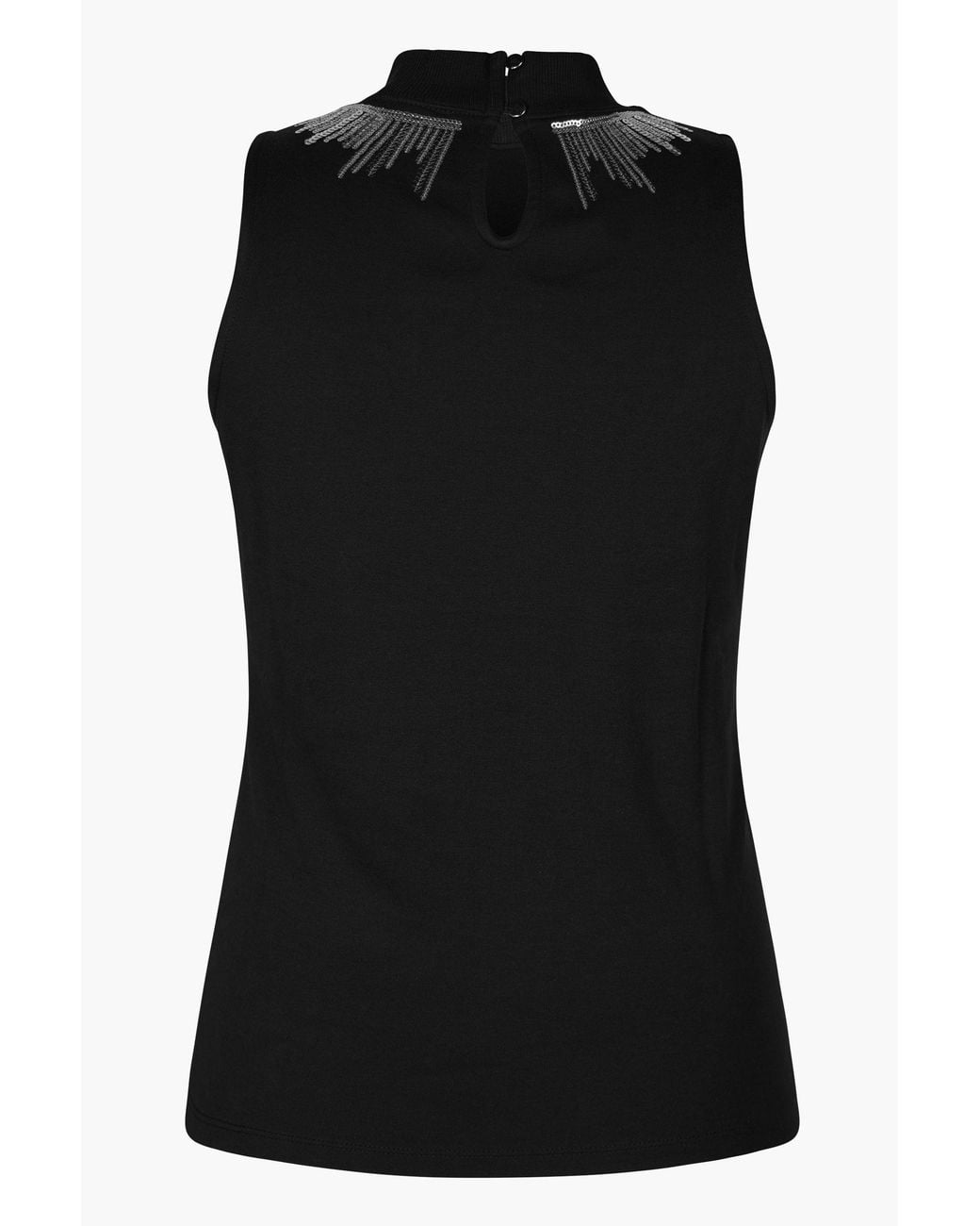 Enorsia Black Sequin High Neck Sleeveless Top