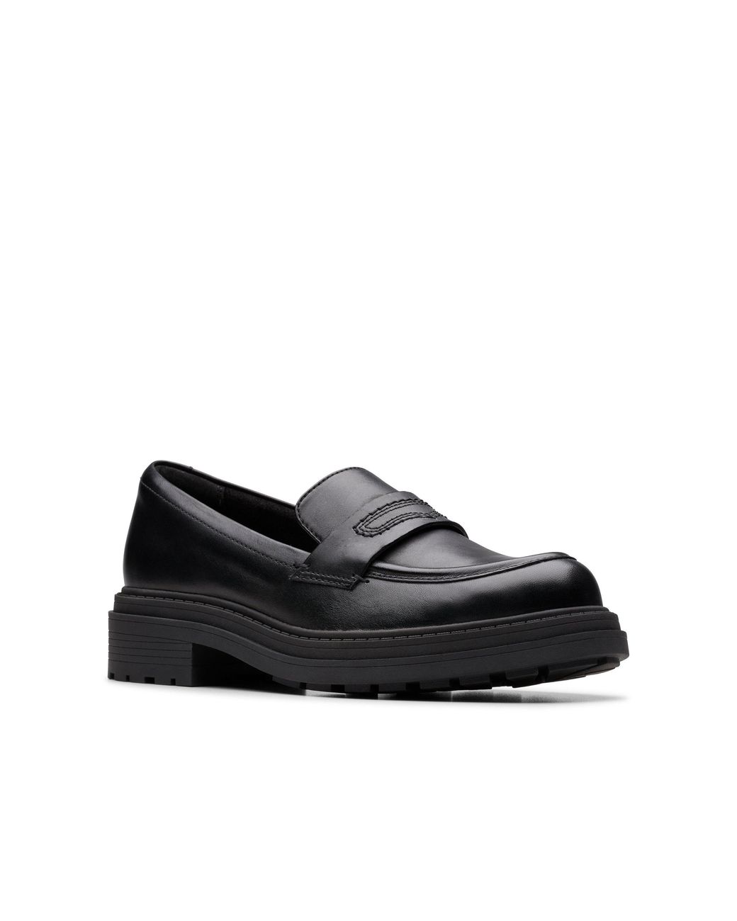 Clarks Black Orinoco3 Edge Leather Loafers, Slip Ons