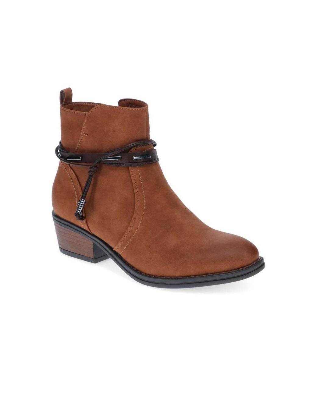 Pavers Brown Western-Heeled Ankle Boots