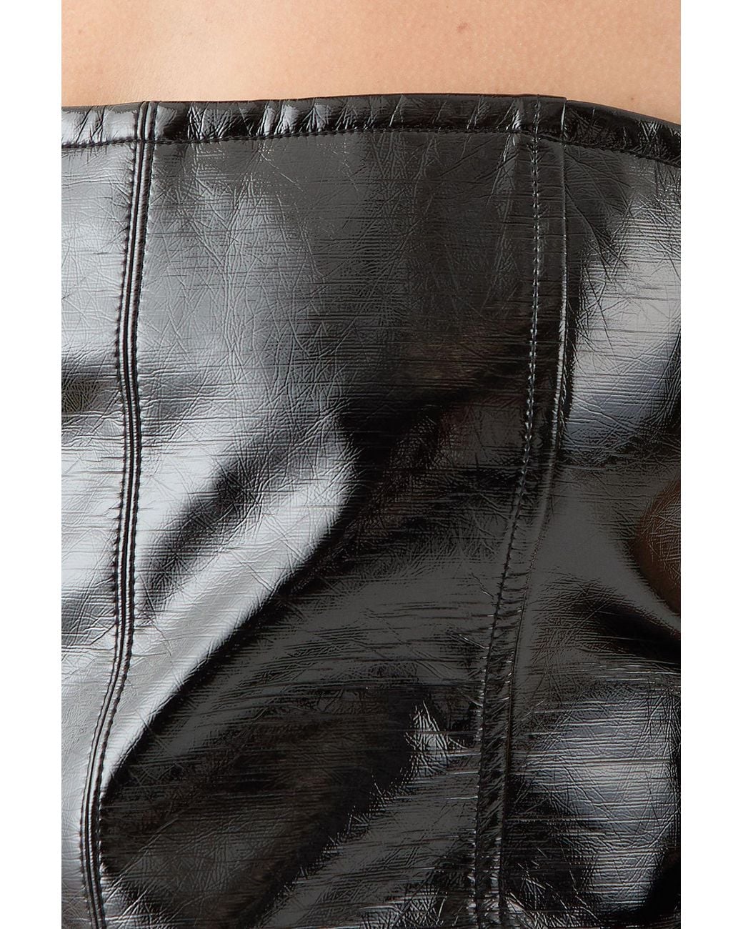 MissPap Black Tailored Faux Leather Bandeau Top