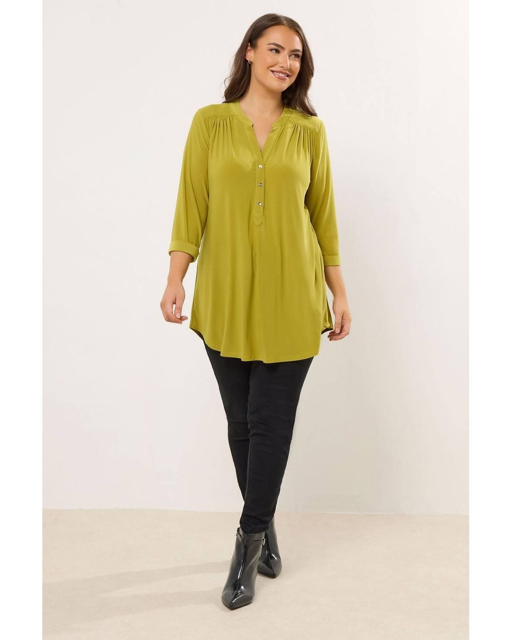 Yours Yellow Half Placket Shirt
