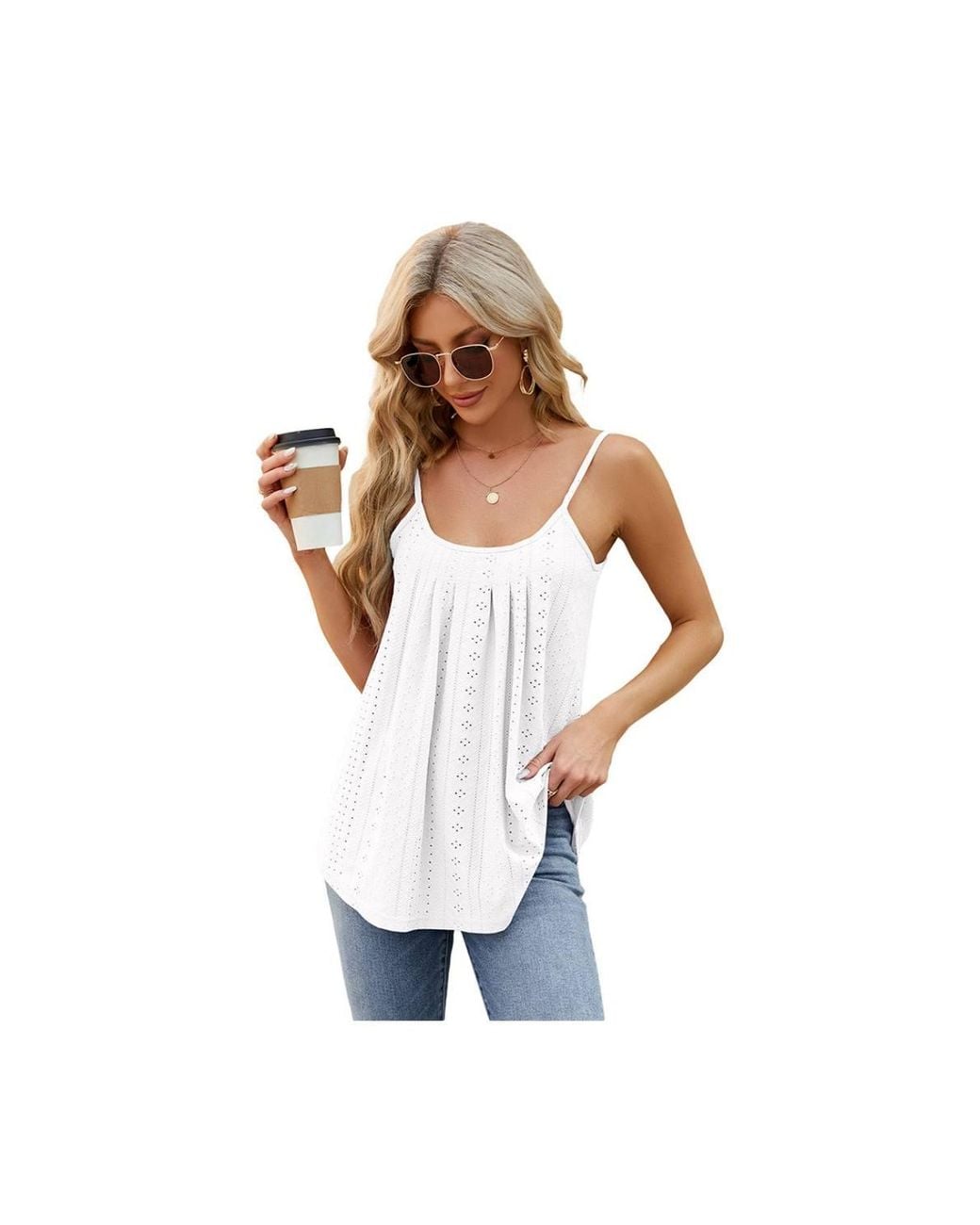 KDMD Red Spaghetti Strap Loose Fit Cami Vest Top