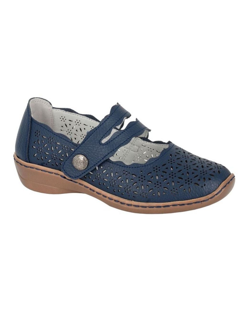 Boulevard Blue Perforated Leather Sandals