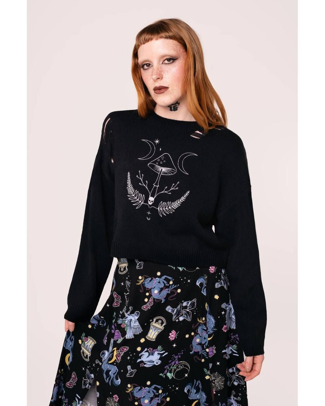 Hell Bunny Black Russula Halloween Style Bold Jumper
