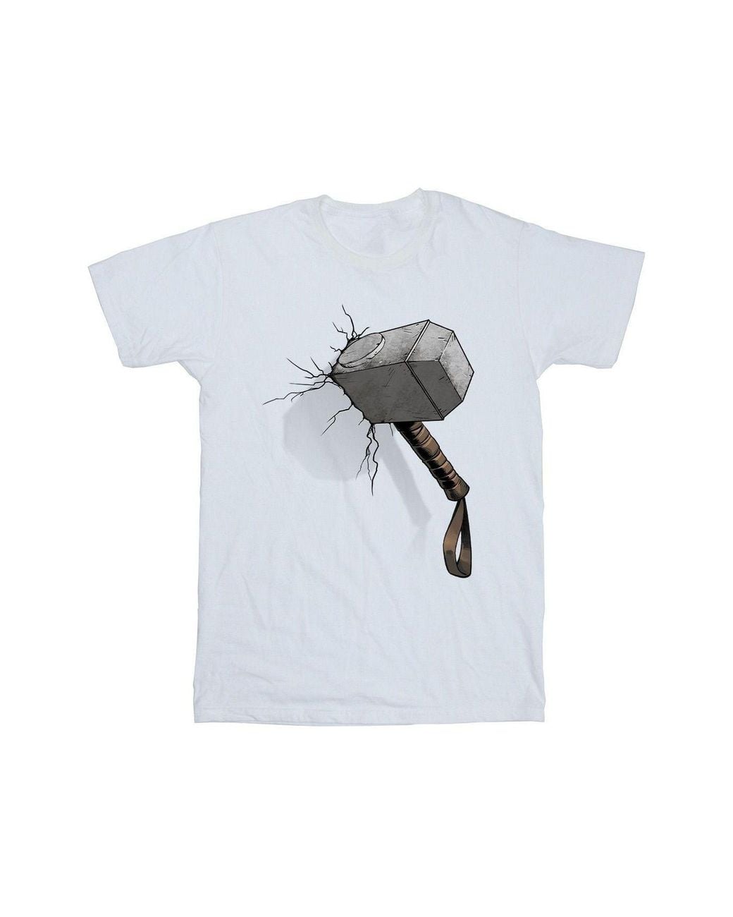Marvel White Thor Hammer Crack T-Shirt for men