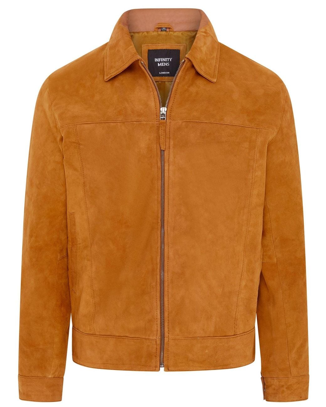 Infinity Leather Brown Goat Suede Leather Harrington Biker Jacket for men
