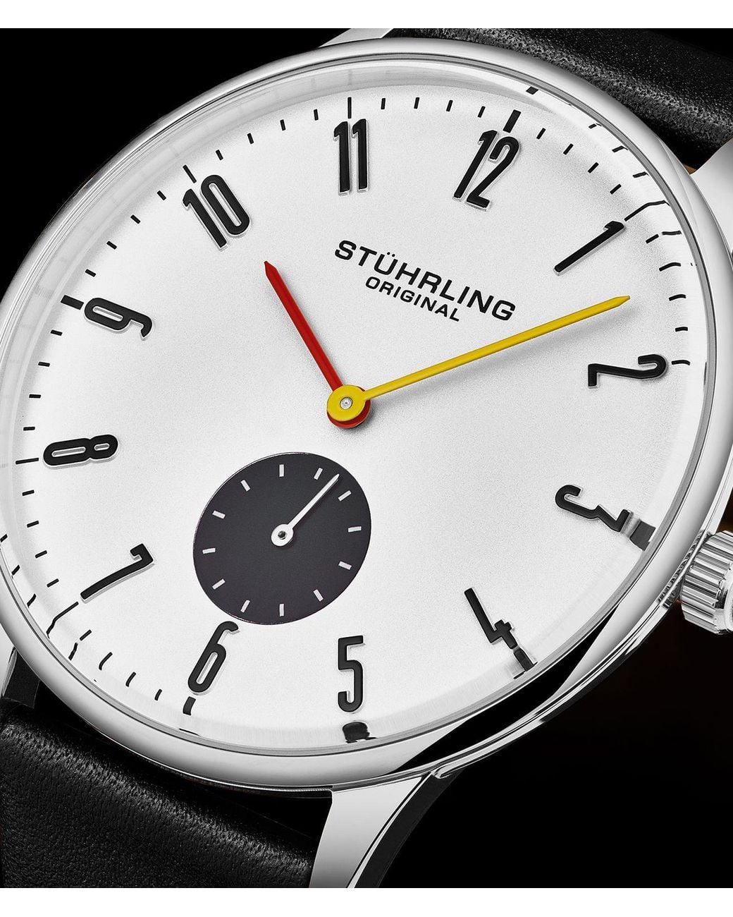 Stuhrling Black Romania 4026 Dress Watch Quartz 42Mm Case Leather Strap for men