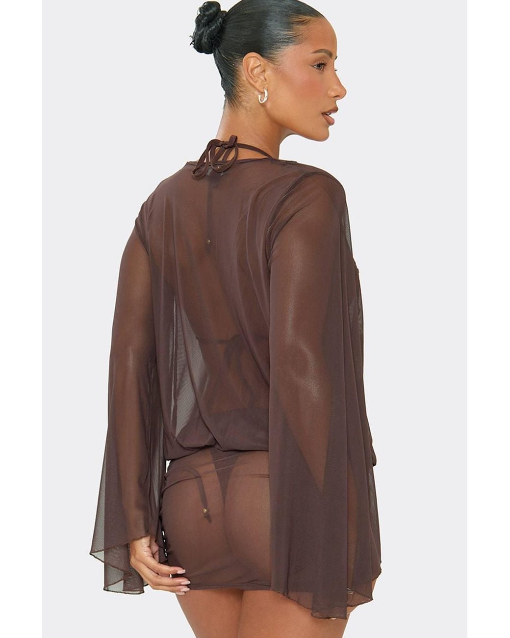 EGO Brown Lace Trim Mini Dress
