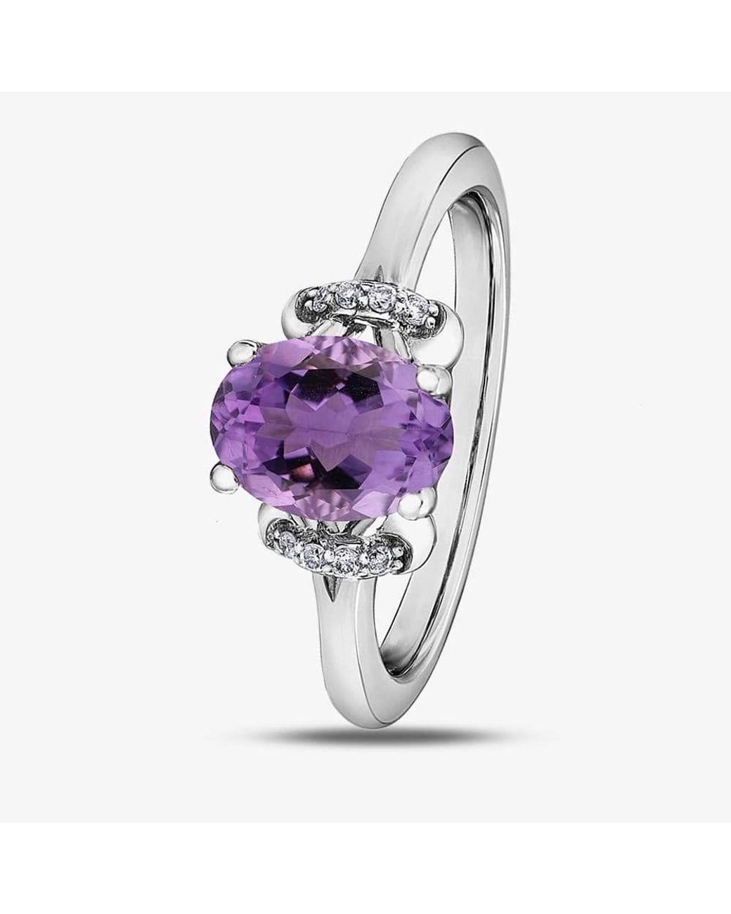 T.H.Baker Purple 9Ct Amethyst 0.40Ct Diamond Ring 52D71Wg-10 N