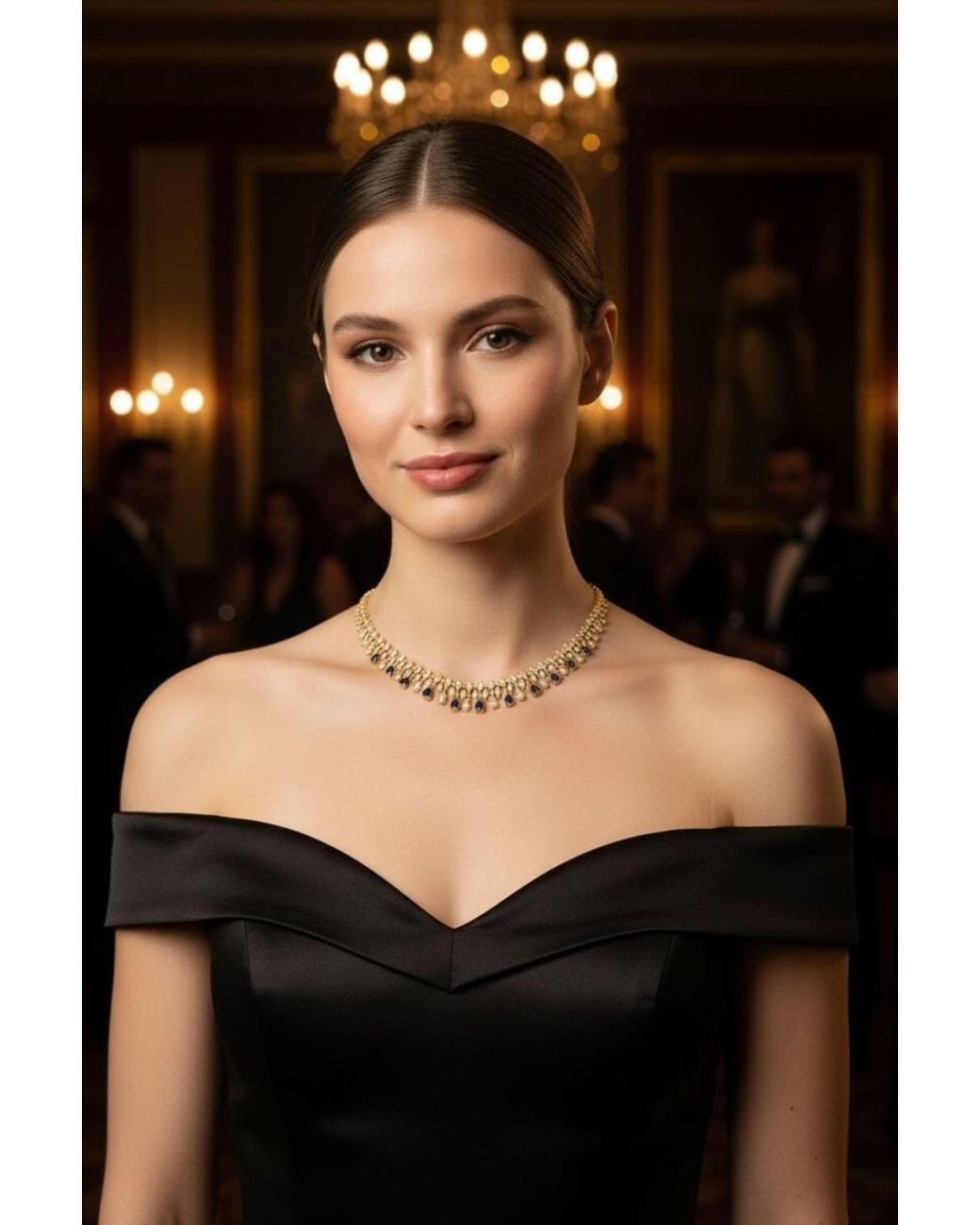 Latelita London Metallic Duchess Sapphire Statement Necklace