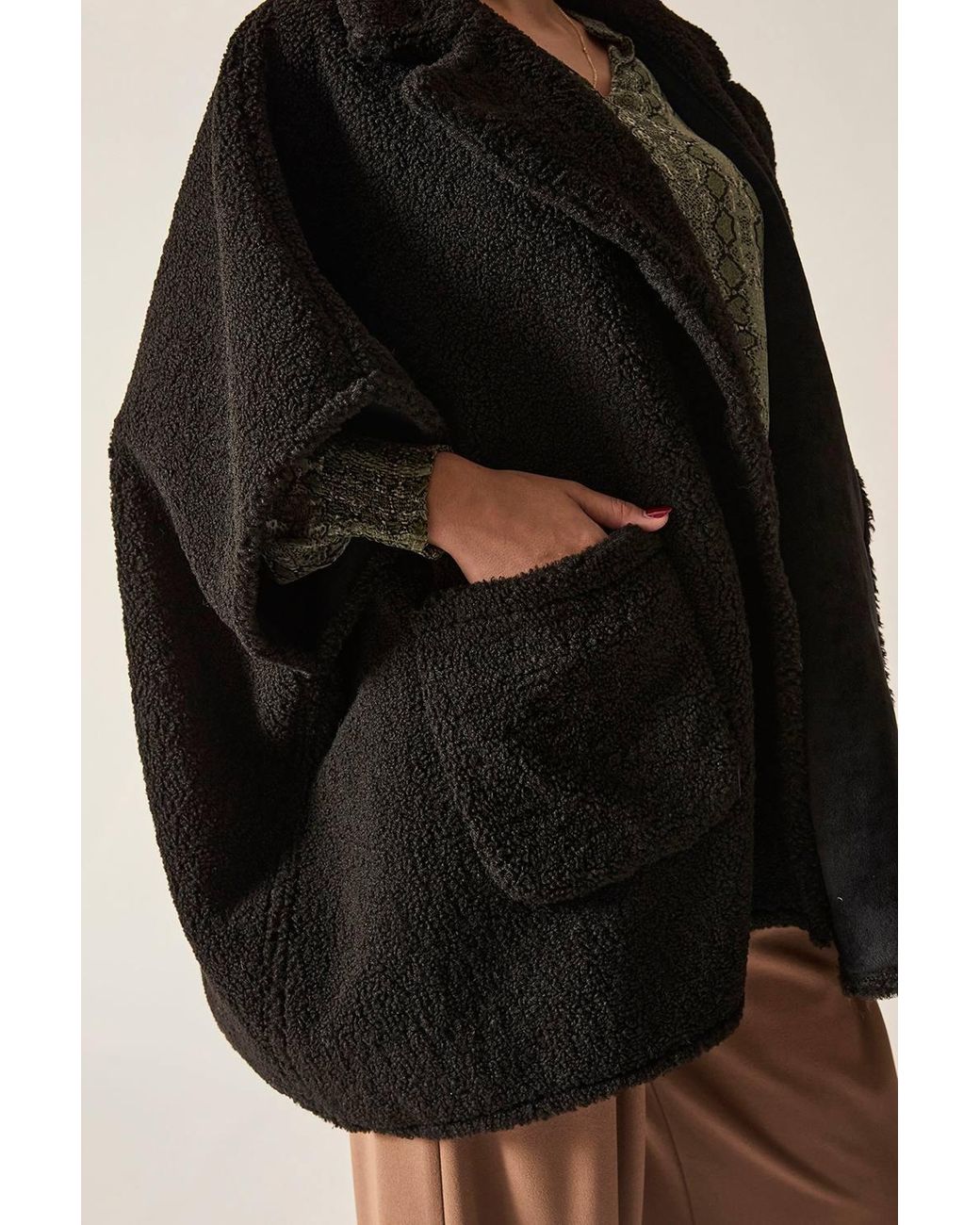 James Lakeland Black Textured Teddy Cape