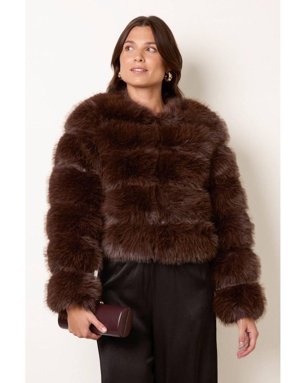 Blue Vanilla Brown Long Sleeve Round Neck Coat
