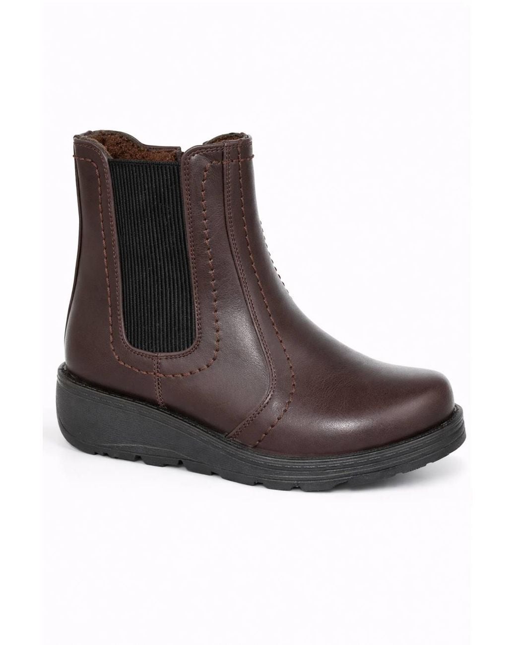 Spot on Brown Extra Wide Fit Chelsea Ankle Boots With Cushioned Sole