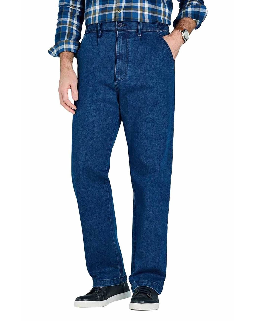 Chums Blue High-Rise Denim Elasticated Waist Stretch Fabric Cotton Jeans for men