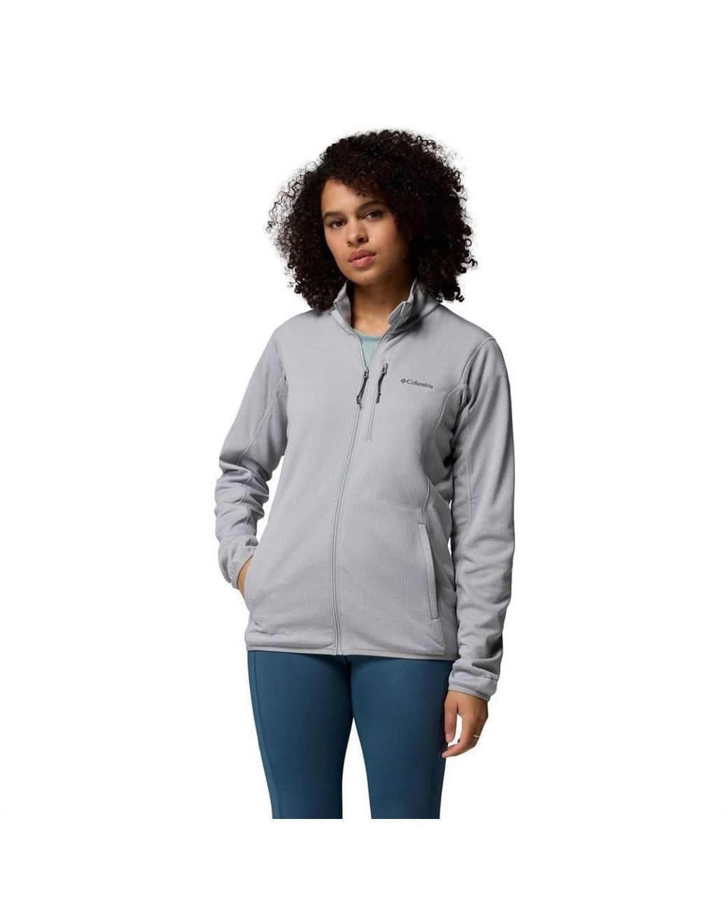 Columbia Gray Hike Grid Full Zip Fleece Jacket