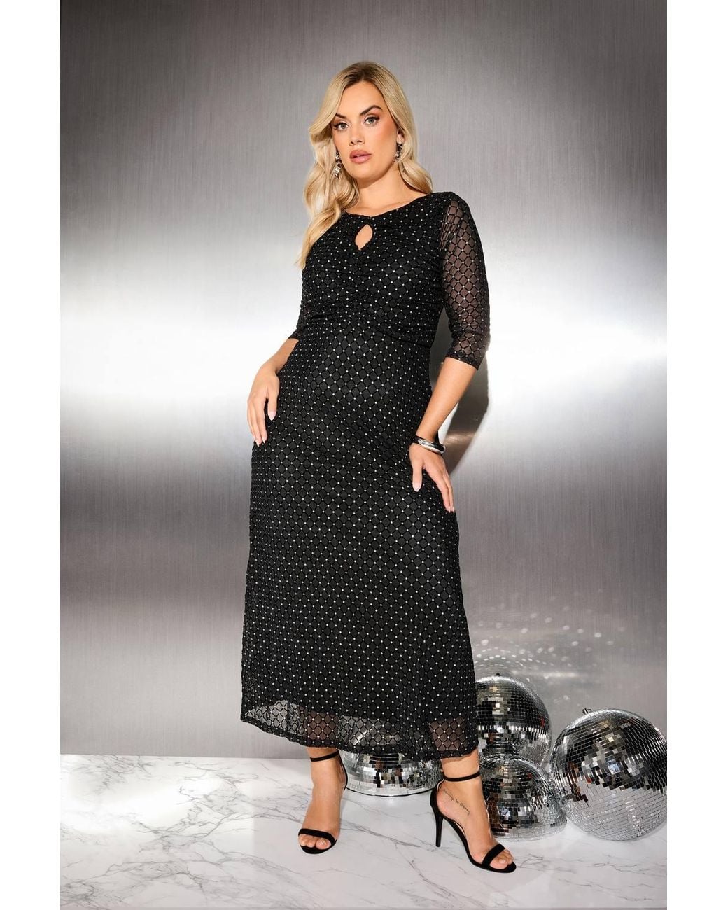 Yours Black Glitter Maxi Dress