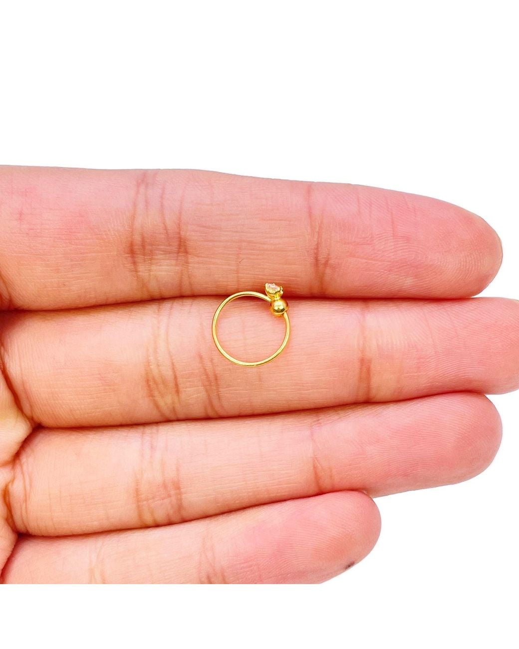 Raina Jewels Metallic 22Ct Tiny Cubic Zirconia Nose Ring Hoop Huggie 8.8Mm