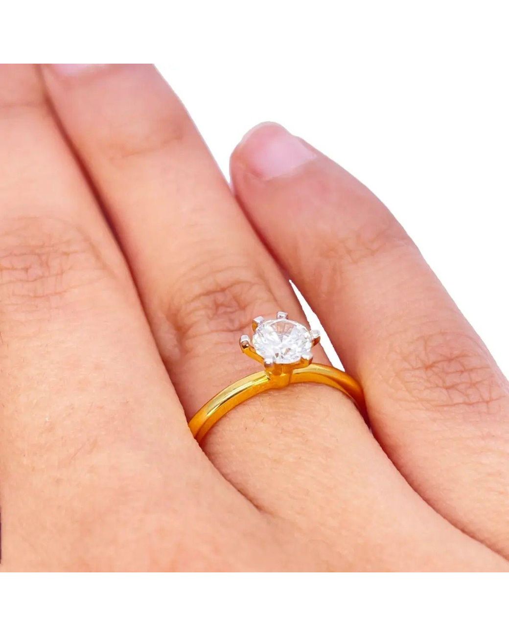 Raina Jewels Metallic 22Ct Cubic Zirconia Prong Ring 6.2Mm Width