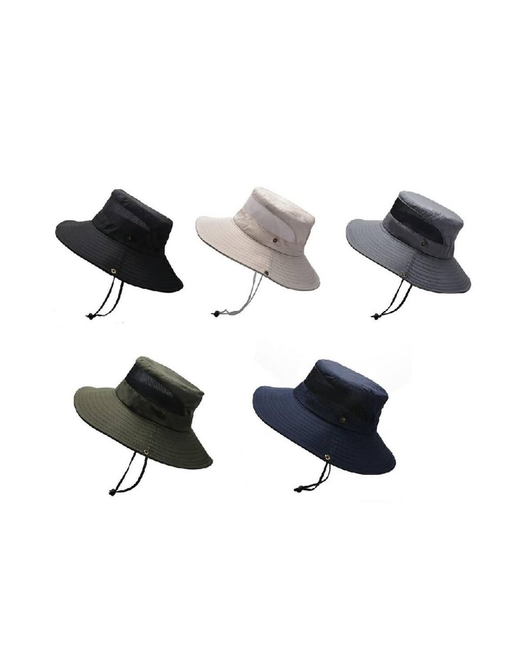 KDMD Black Foldable Wide Brim Uv Sun Hat With Adjustable Chin Strap