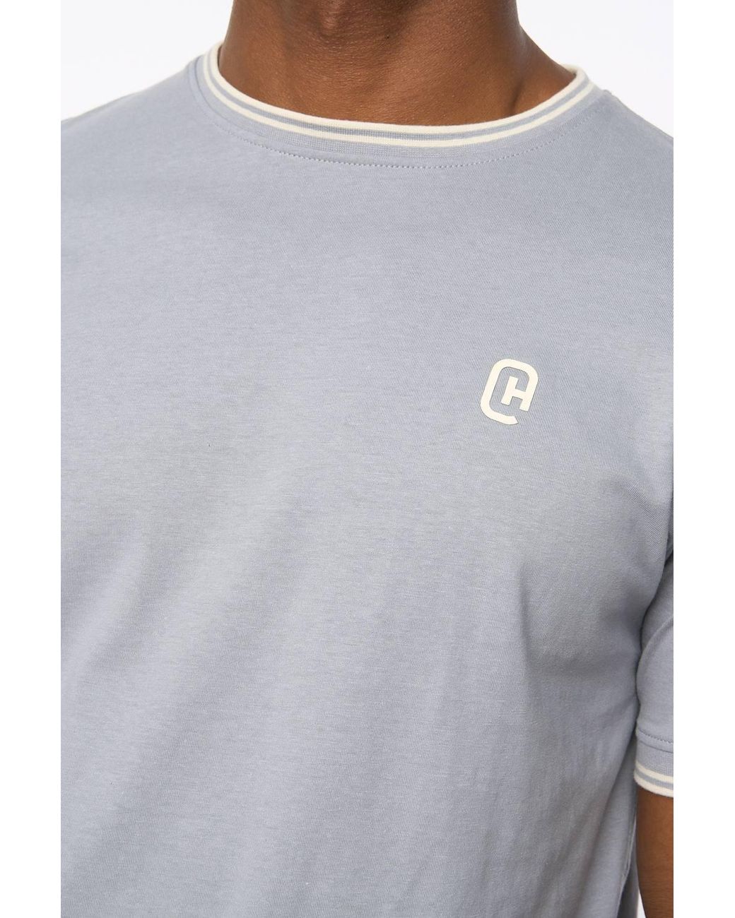 Crosshatch Gray Preece Crew Neck Cotton T-Shirt With High Build Logo Print for men