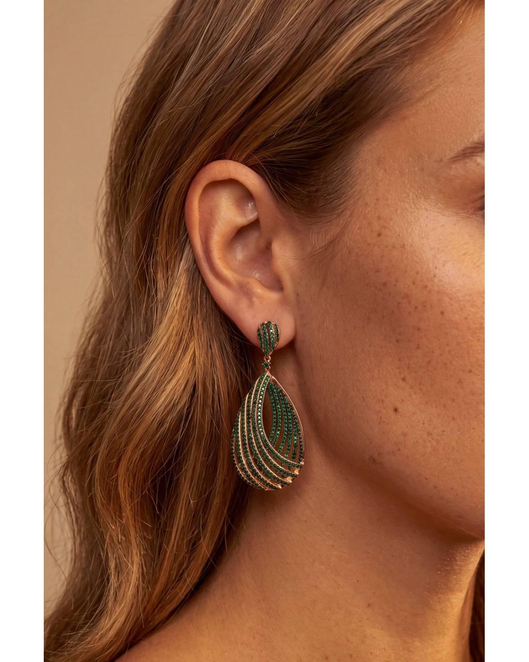 Latelita London Green Vortex Teardrop Earrings Emerald