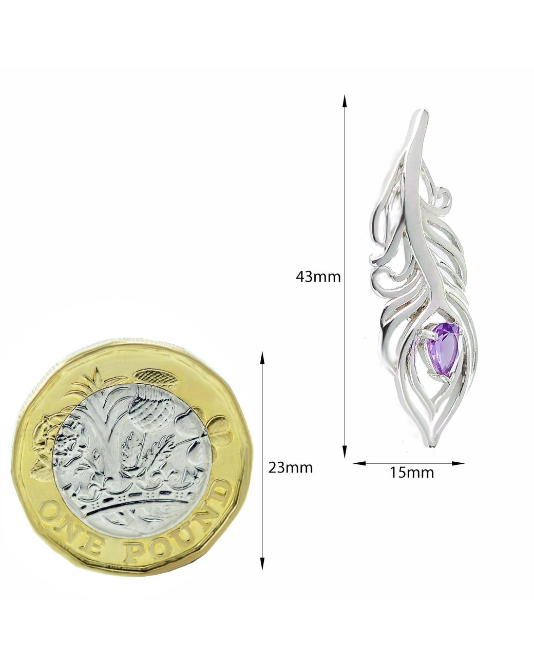 Ojewellery Black Amethyst Peacock Feather Brooch