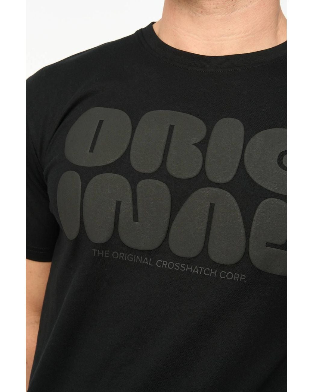 Crosshatch Black Transflate Crew Neck Cotton T-Shirt With Puff Print Logo for men