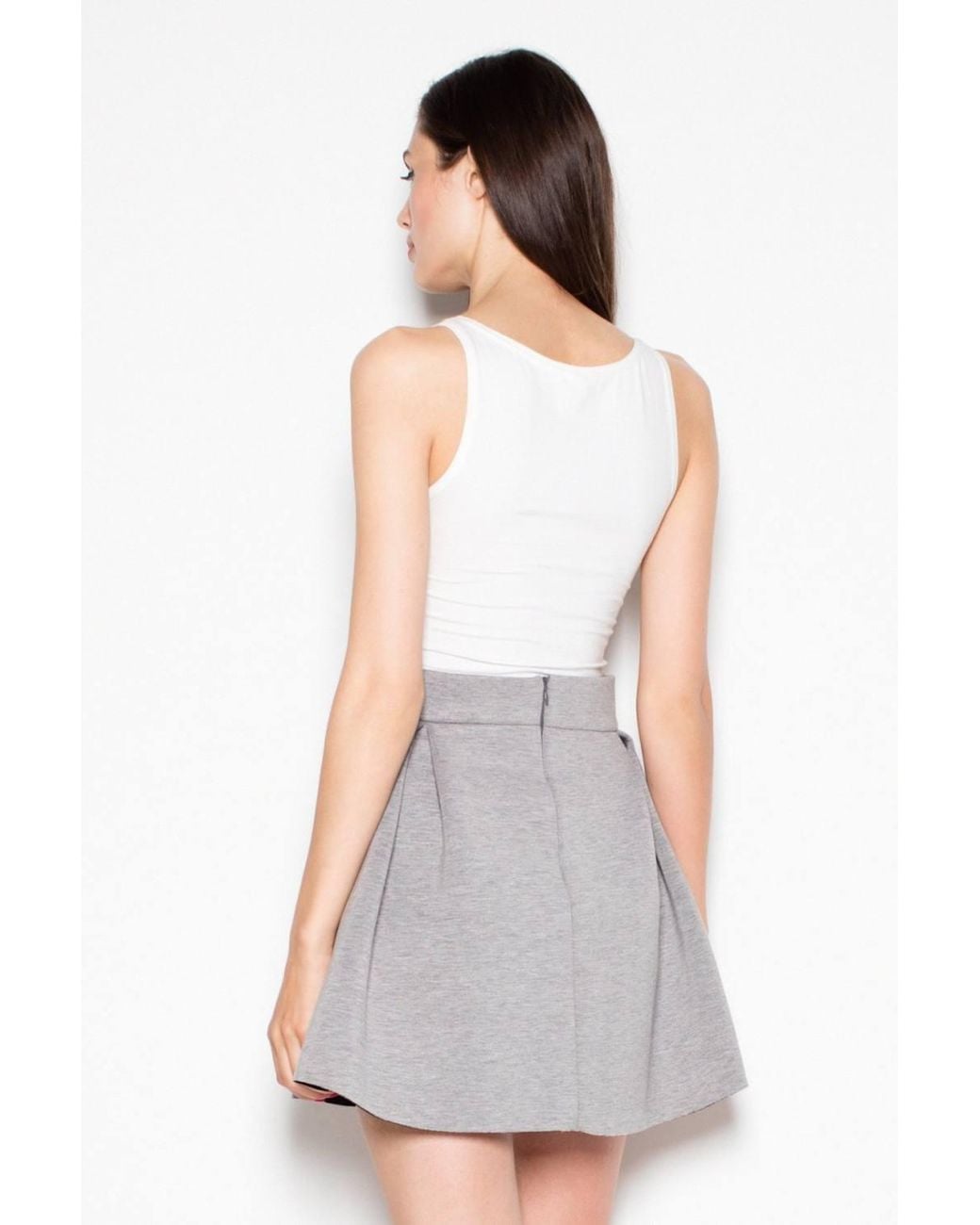 Love Lace White Knit Flared Circle Cut Skirt For Everyday