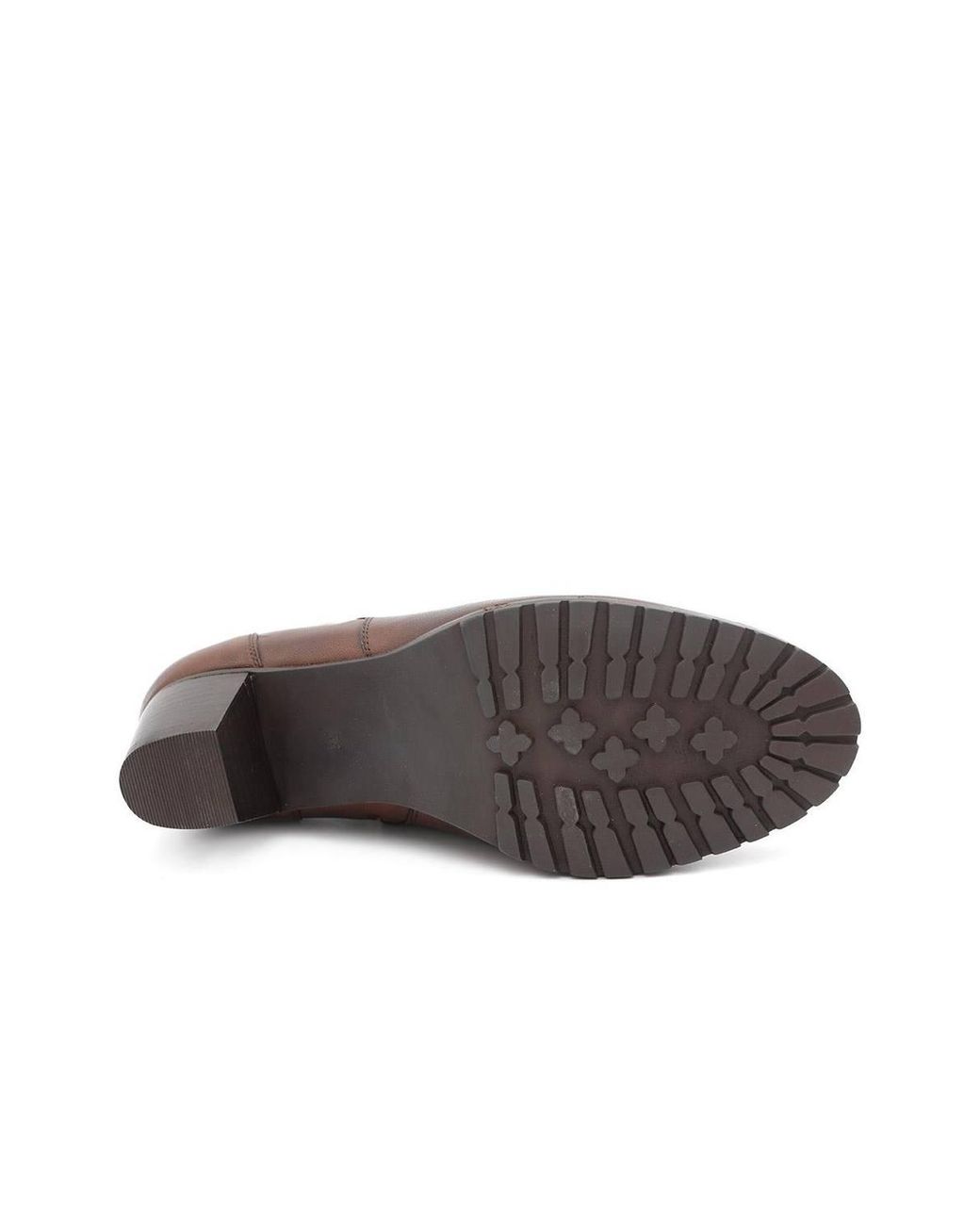 Pavers Brown Leather Stitch Pattern Ankle Boots