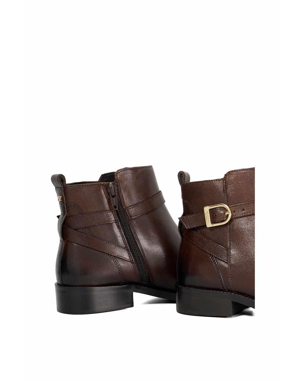 Dune Brown Wide Fit 'Pemma' Leather Ankle Boots