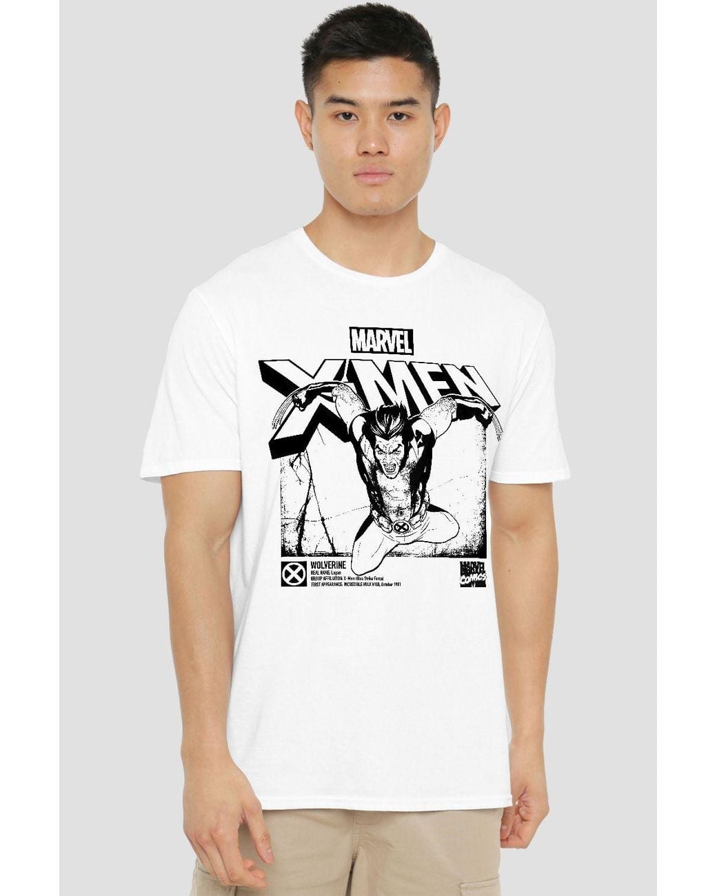 Marvel White Wolverine Jump T-Shirt for men