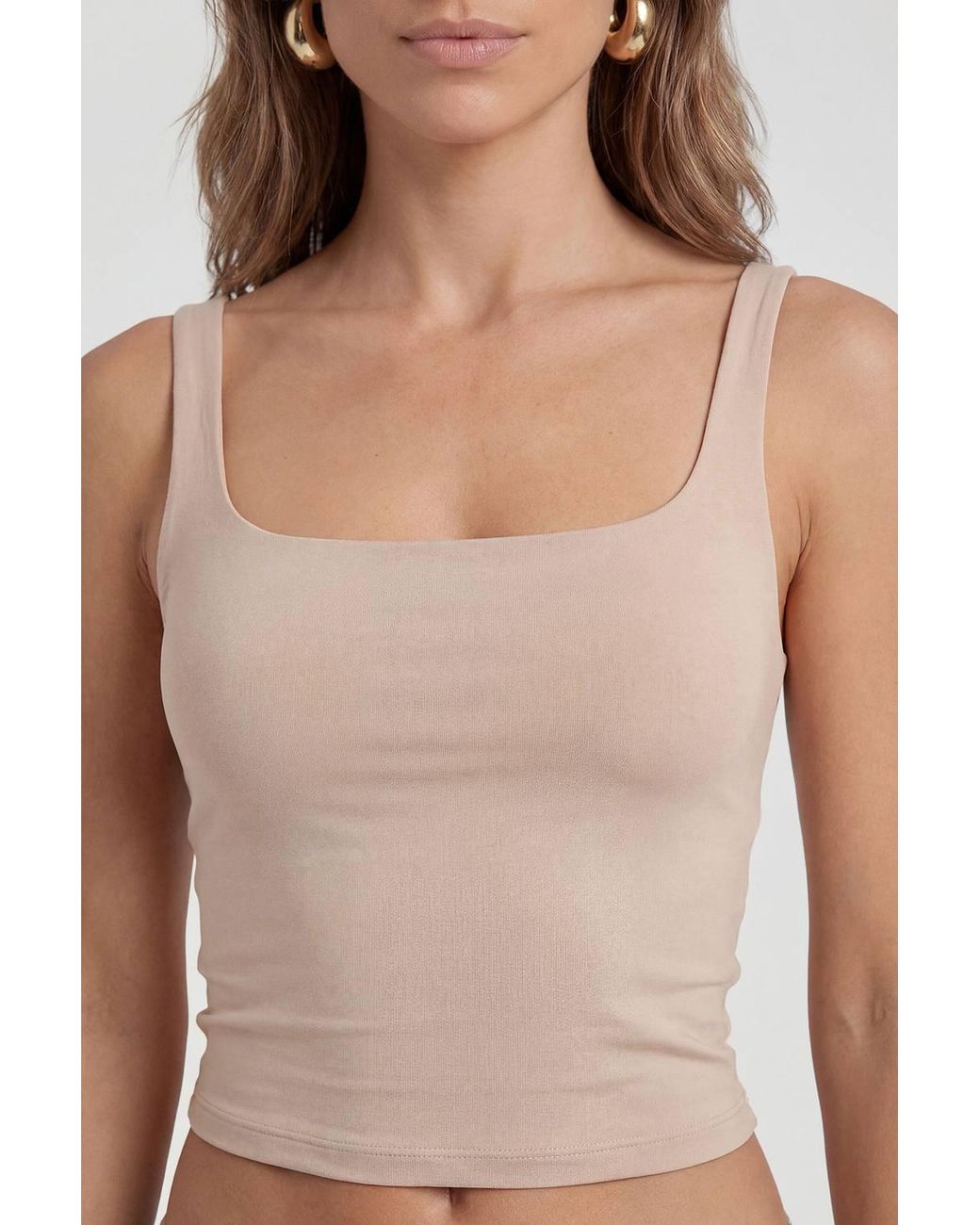 Roselle Blue Double Layer Scoop Neck Strappy Crop Top