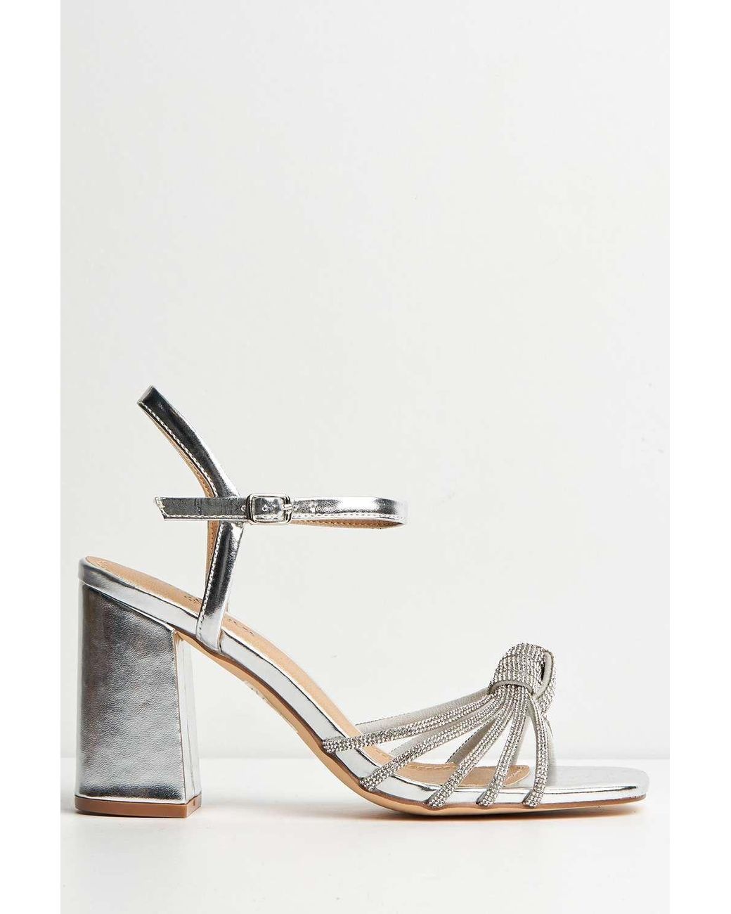 Miss Diva Pink Marina Diamante Embellished Knot Band Faux Leather Sandals