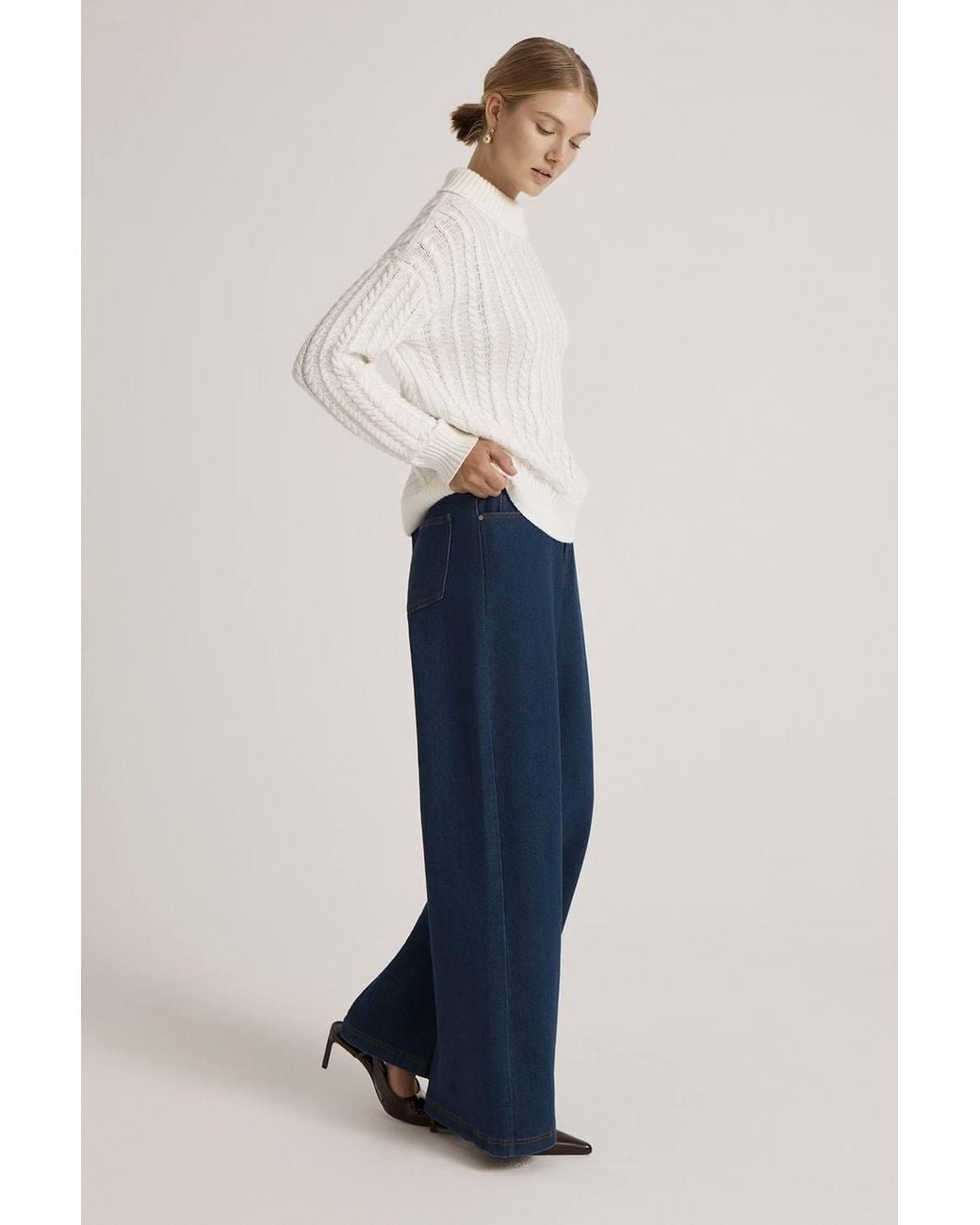 Finery London Natural Vivana Turtle Neck Knitted Jumper