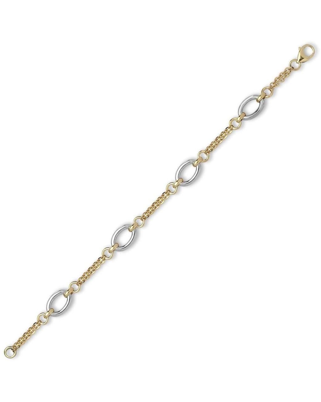 Jewelco London Multicolor 9Ct 2- Oval Double Belcher 9Mm Chain Link Necklace
