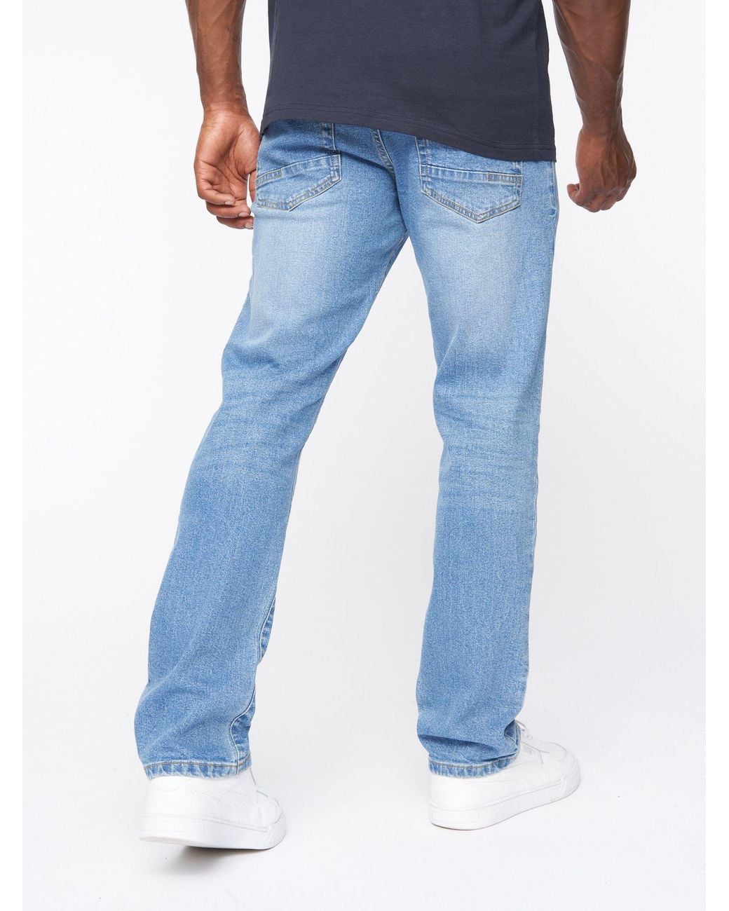Crosshatch Blue Princed Classic 5-Pocket Cotton Stretch Jeans With Branded Belt for men