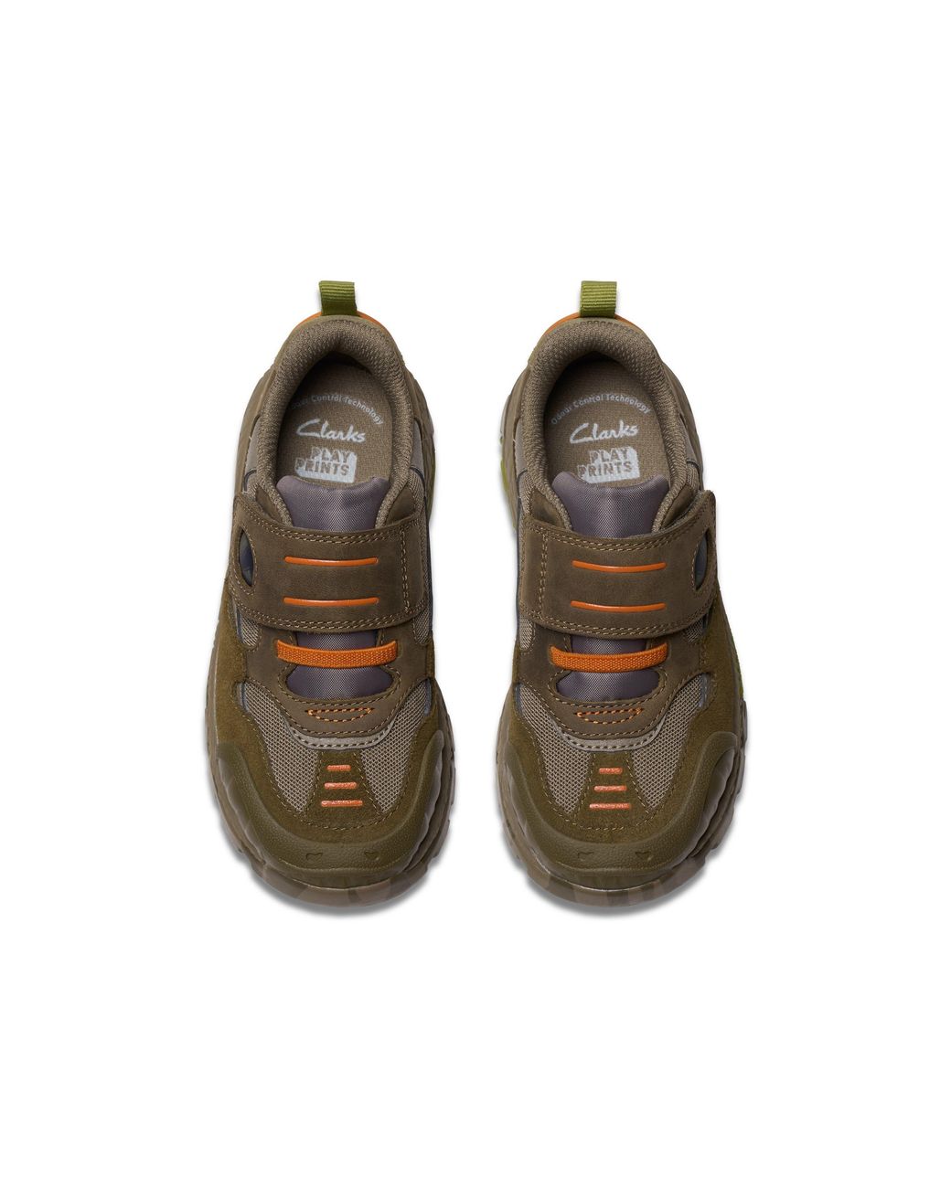 Clarks Brown Steggy 2 See Kid Khaki Trainers