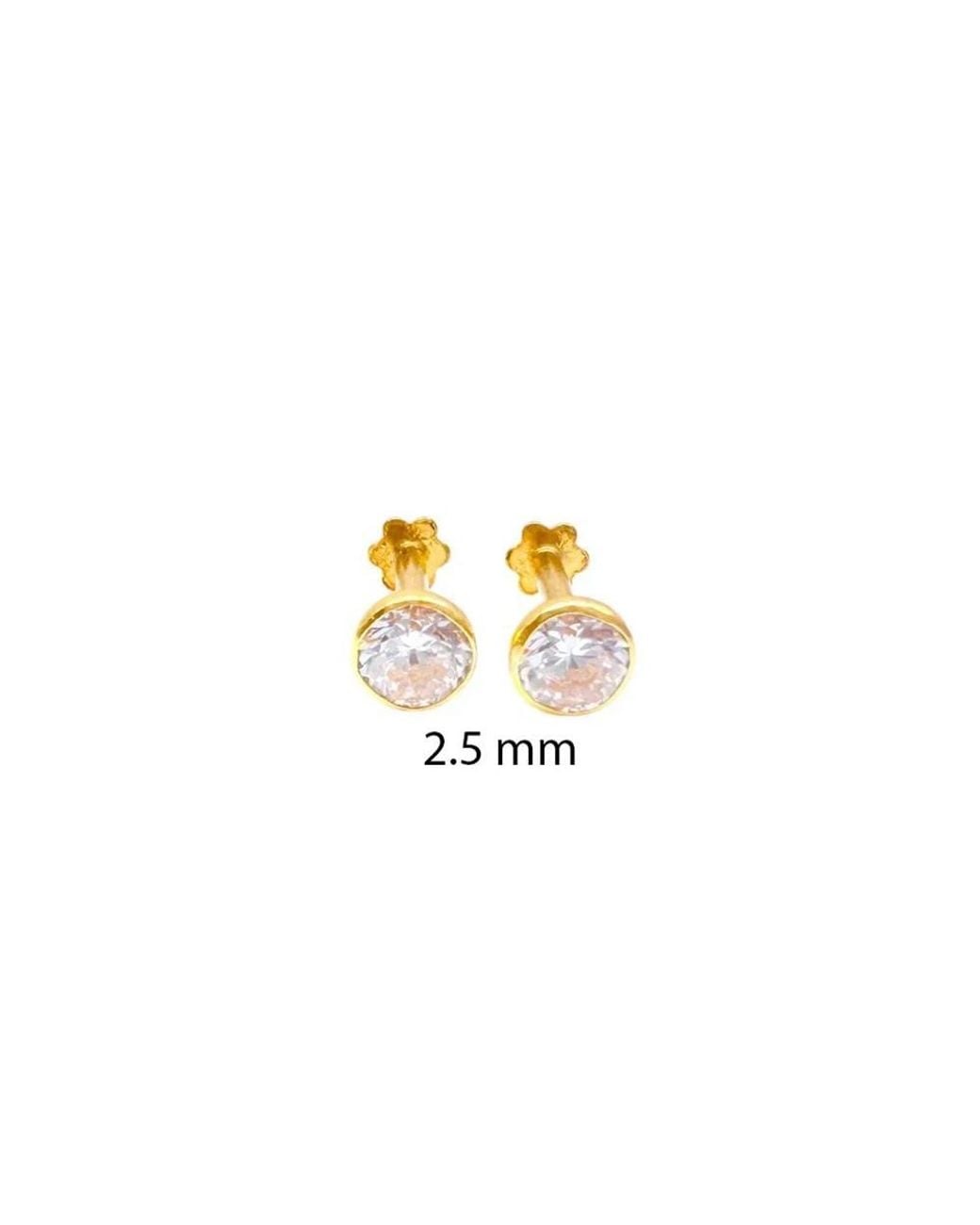 Raina Jewels Metallic 22Ct Round Bezel Stud Earrings 2.5Mm