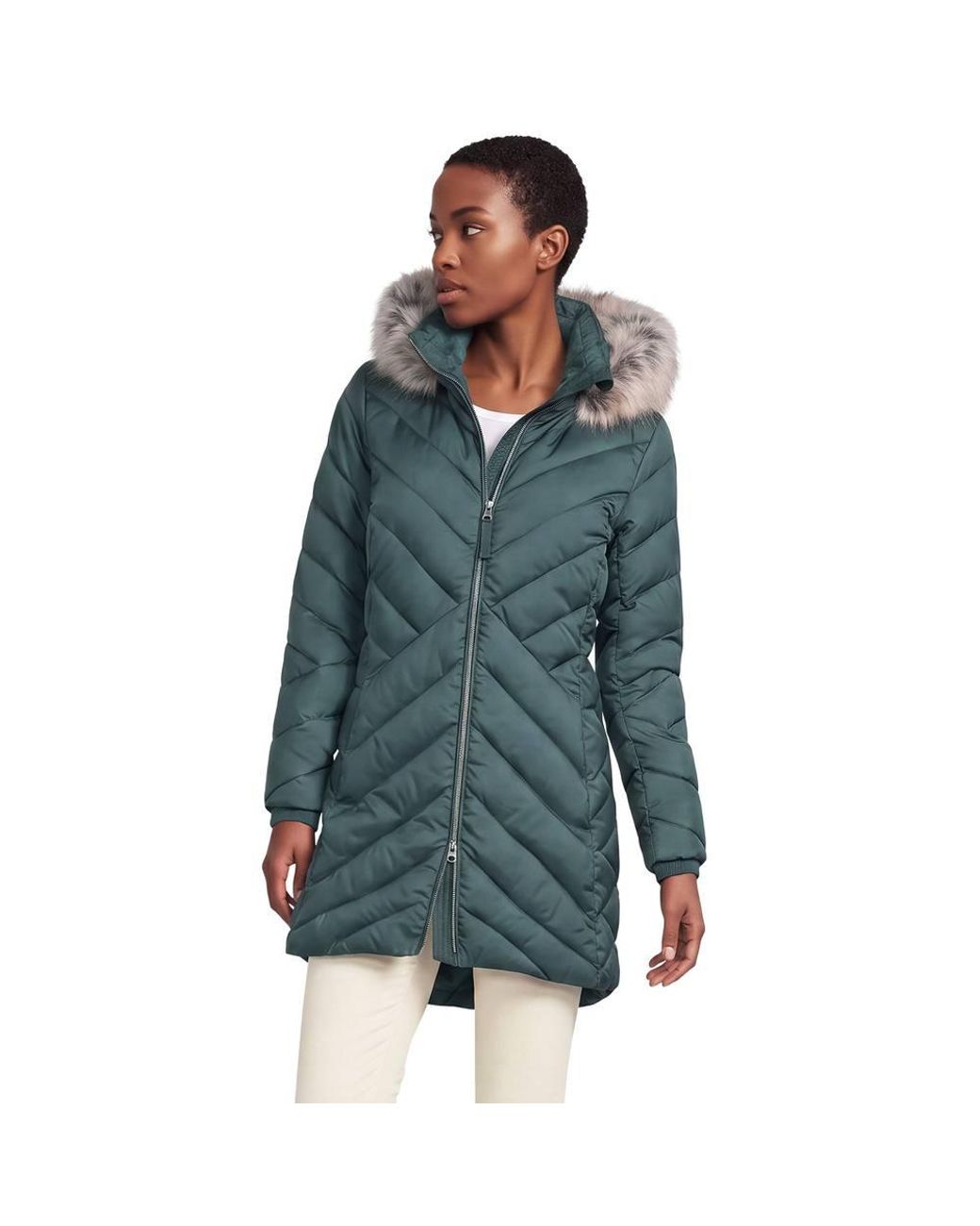 Lands' End Blue Petite Insulated Fleece Lined Coat