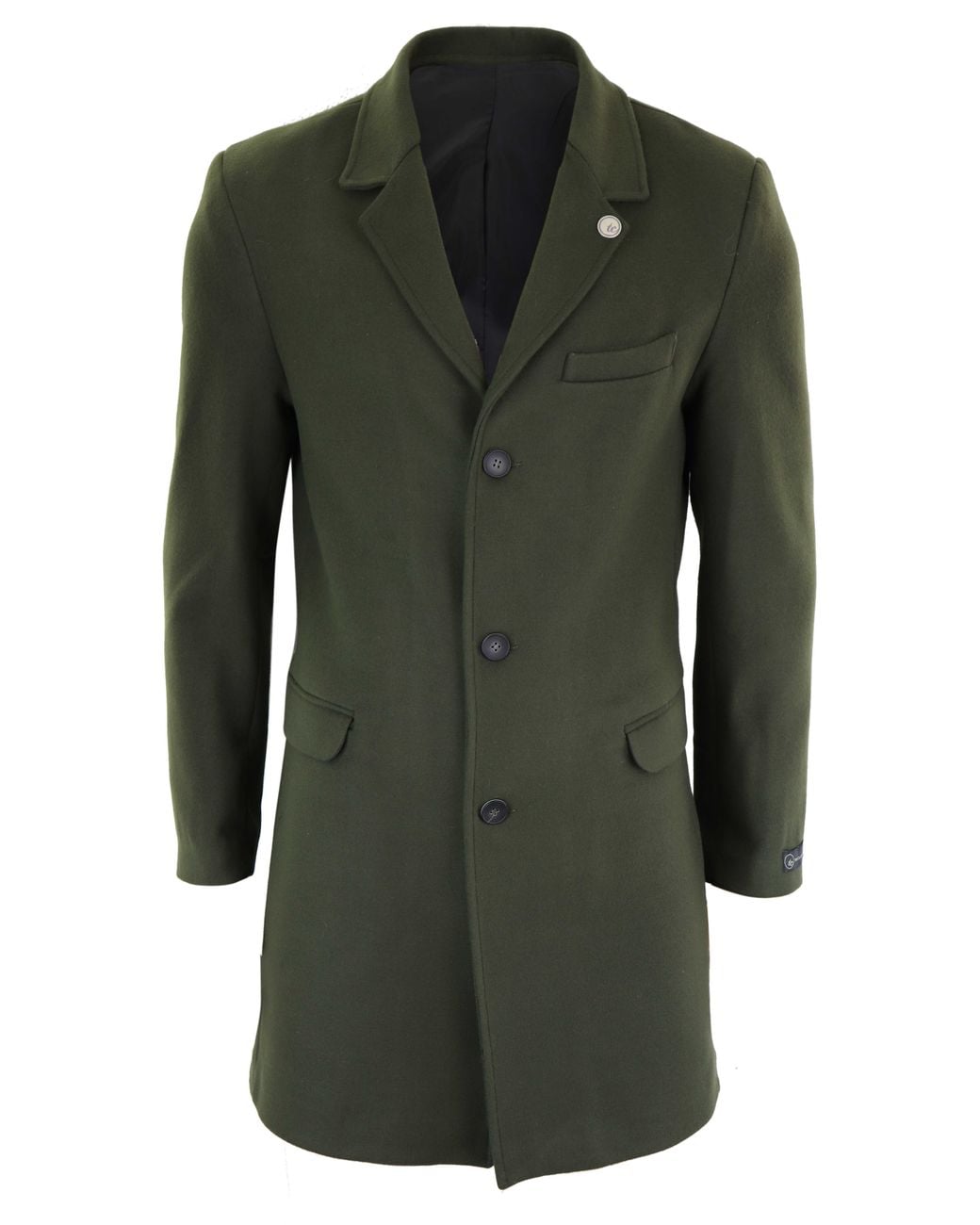 TruClothing Green 3/4 Long Wool Overcoat Peaky Blinders for men