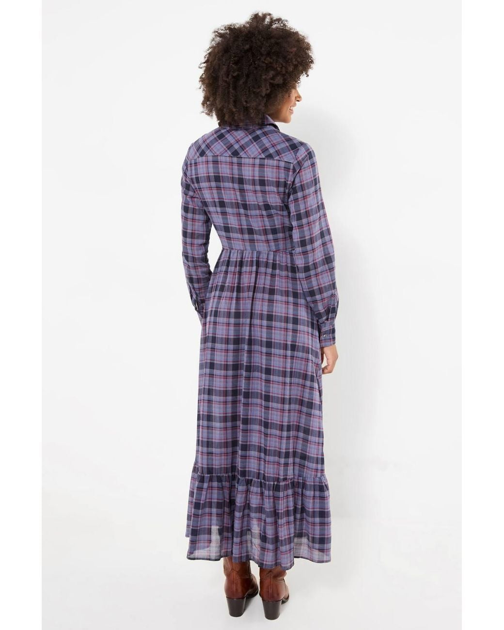 Joe Browns Purple Petite Western Check Button Through Maxi Dress