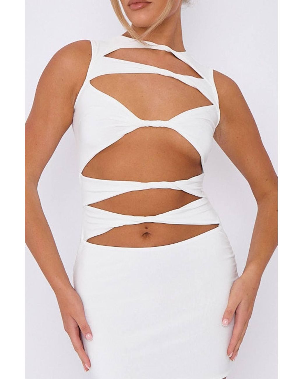 Stylewise White Cut Out Twist Front