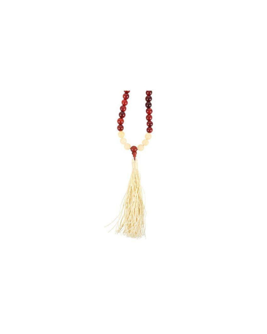 KDMD White Self Confidence Rosewood & Jasper Mallah Necklace