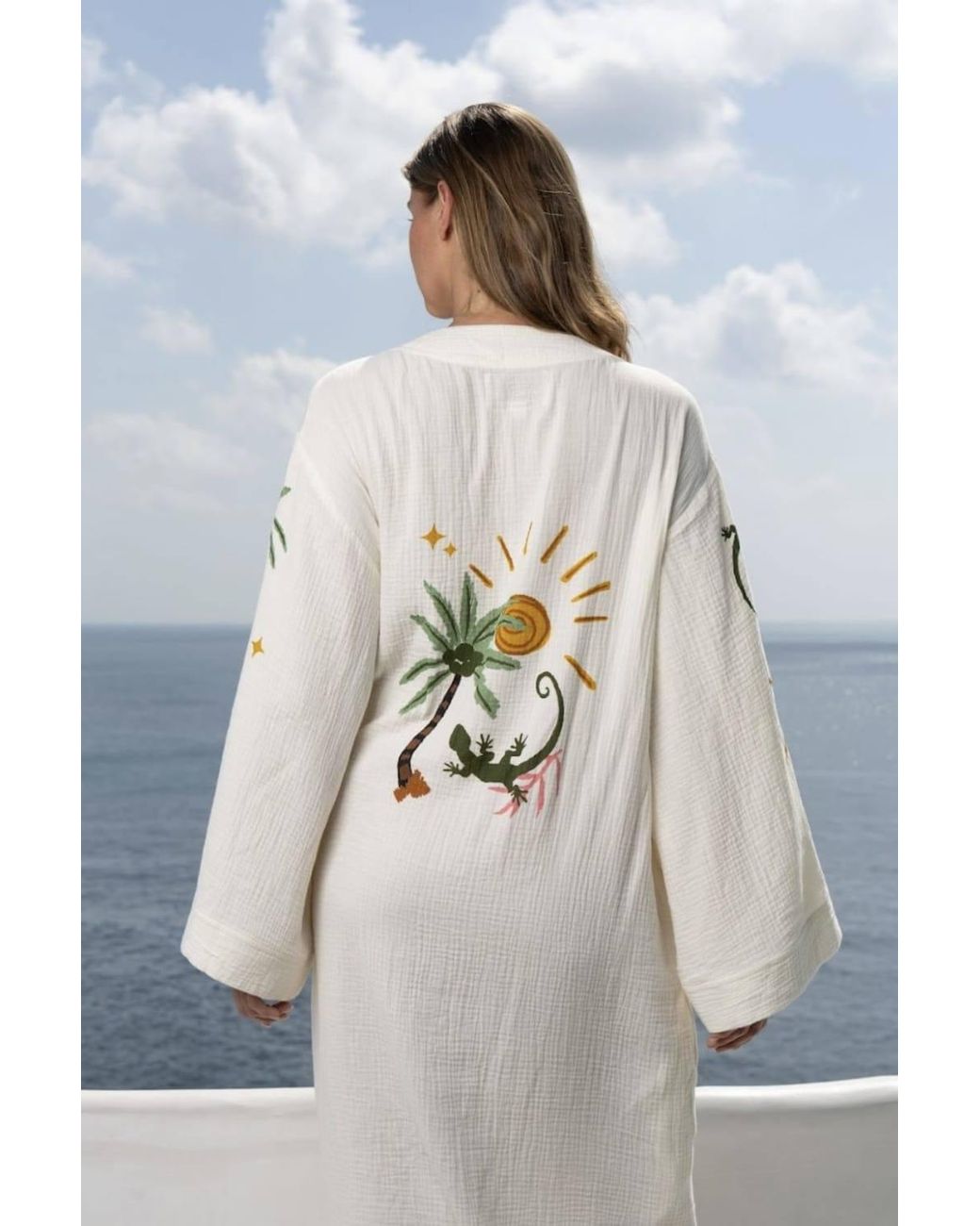 The Night Store Blue Tropical Muslin Dressing Gown
